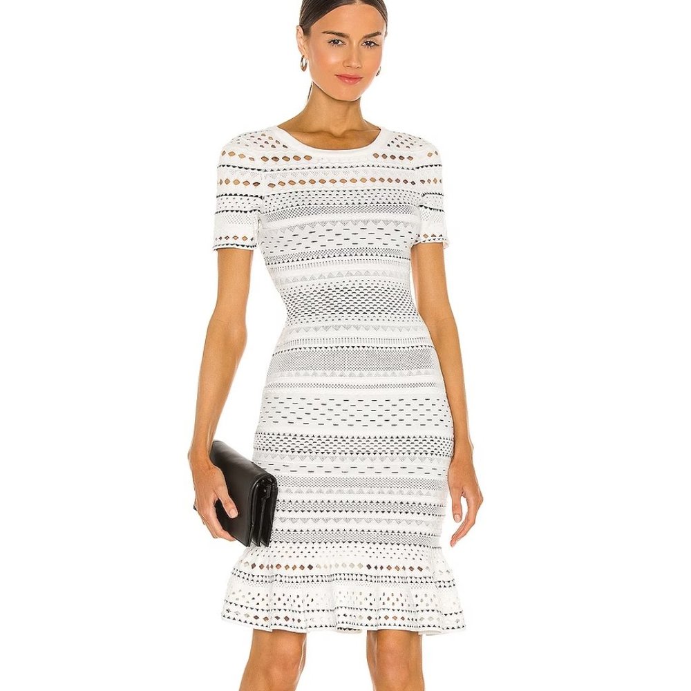 Milly Geo Cut Out Mermaid Dress - white **NEW WITH TAGS**
